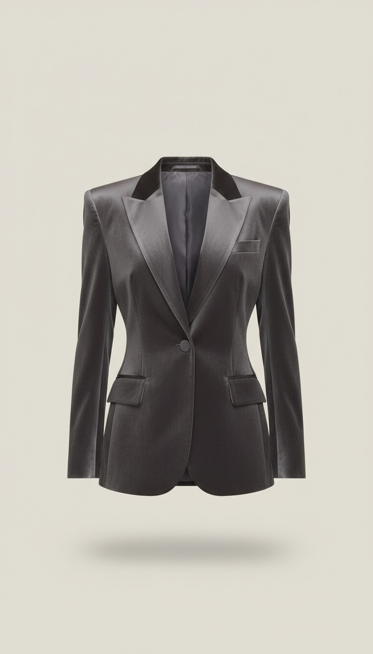 Charcoal Velvet Architectural Blazer