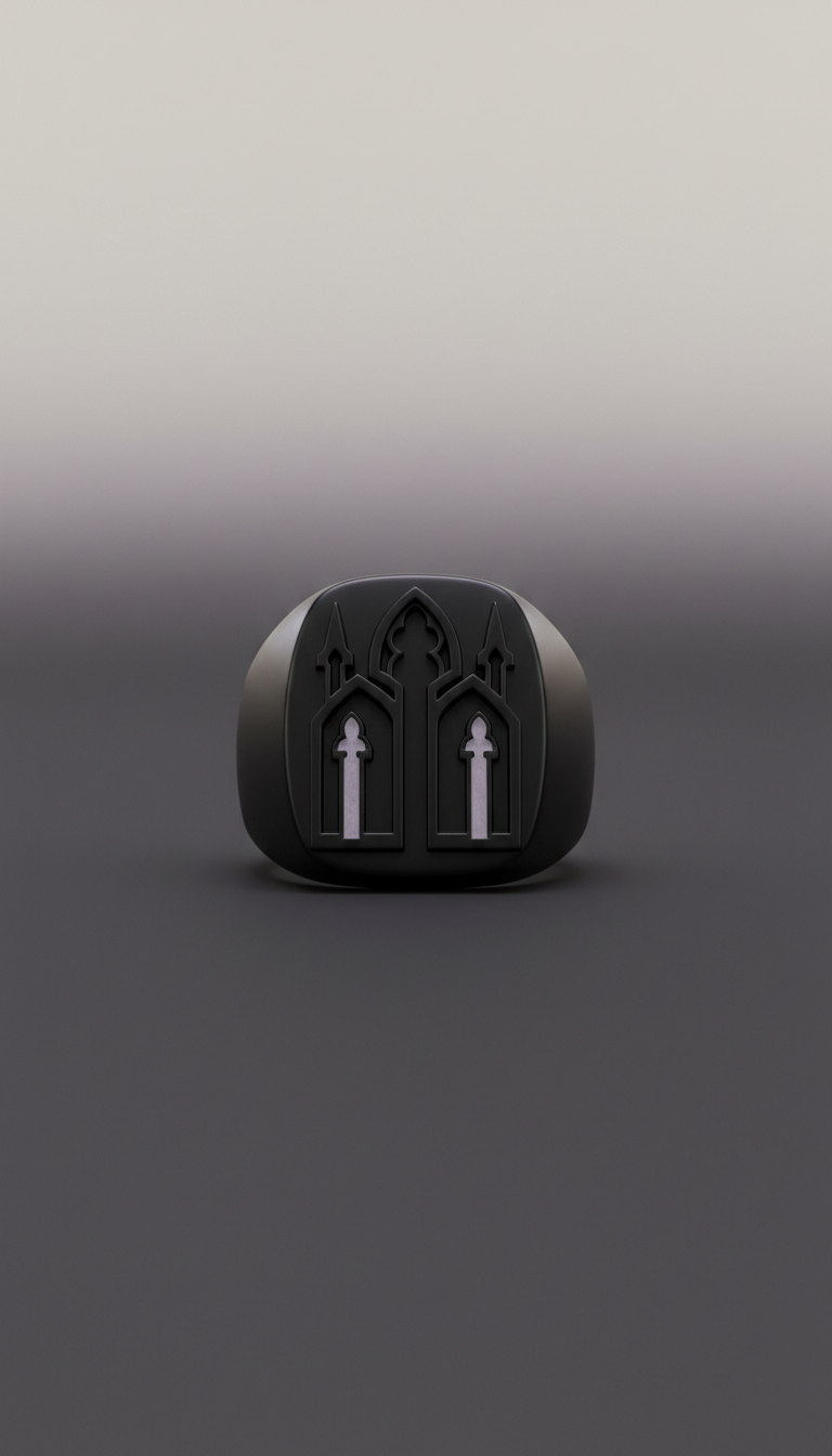 Matte Black Gothic Signet Ring